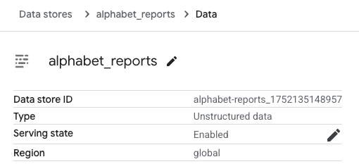 Vertex AI Search Data Store